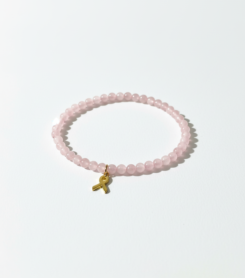 Pink Beaded Ribbon Bracelet